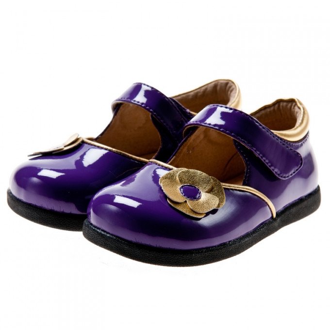 Фото - фиолетовые лаковые туфельки с цветочками цена 445 грн. за пару - Леопольд