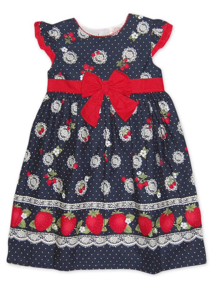 Фото - темно-синее платье с клубничками для девочки цена 375 грн. за штуку - Леопольд