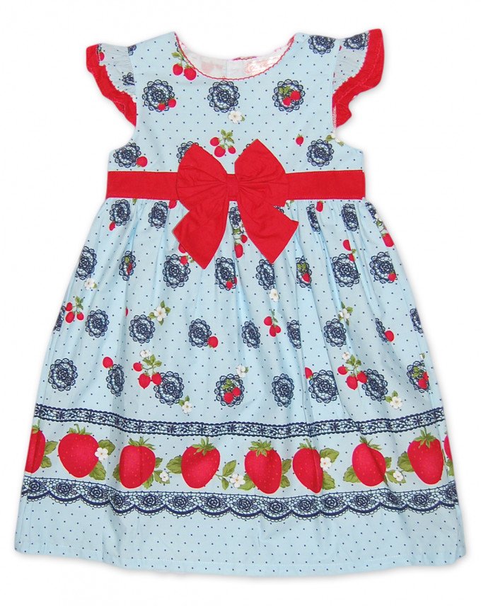 Фото - голубое платье с клубничками для девочки цена 375 грн. за штуку - Леопольд