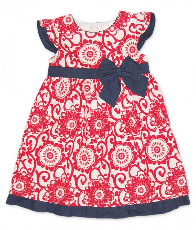 Фото - кремовое платье с красивым узором красного цвета цена 375 грн. за штуку - Леопольд