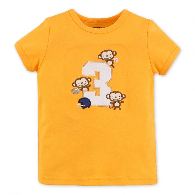 Фото - яркая оранжевая футболочка Три мартышки для мальчика цена 145 грн. за штуку - Леопольд