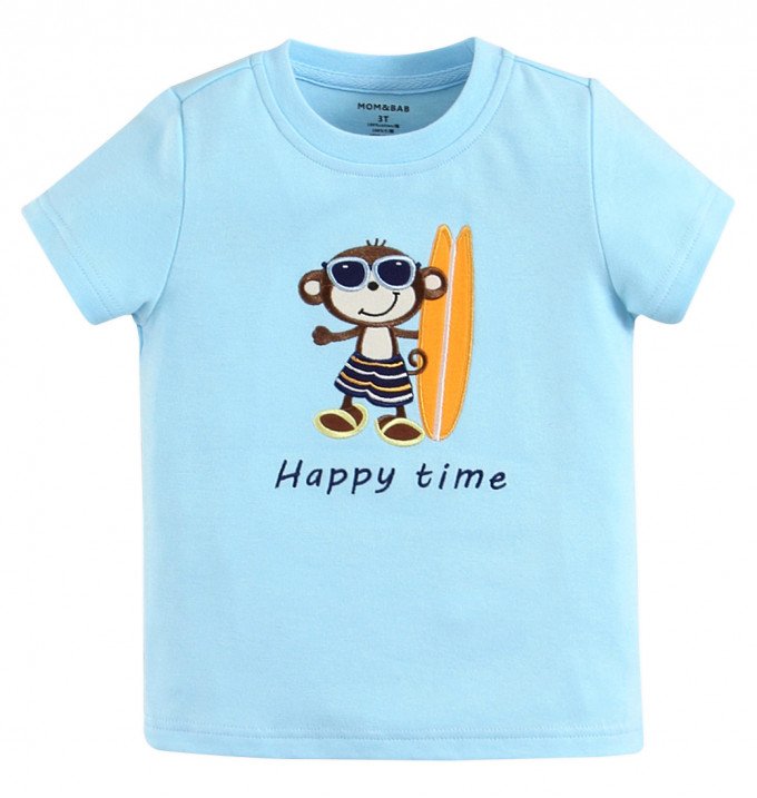 Фото - нежно-голубая футболочка Happy time для мальчика цена 195 грн. за штуку - Леопольд