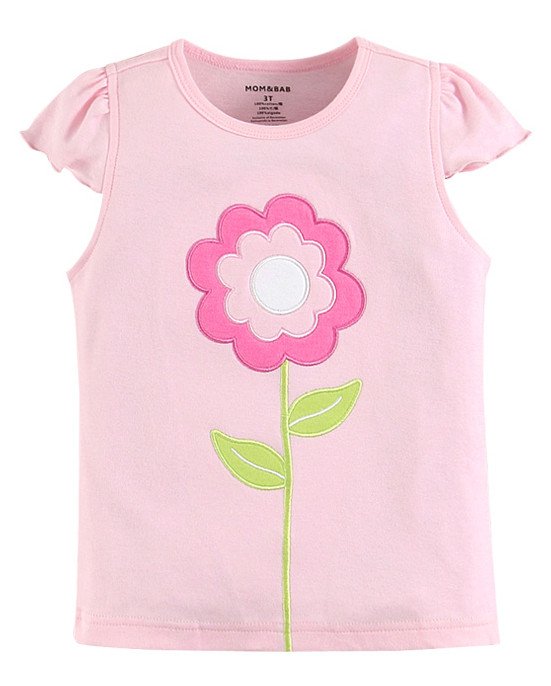 Фото - нежно-розовая футболочка с цветочком для лета цена 195 грн. за штуку - Леопольд