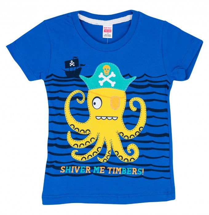 Фото - хлопковая синяя футболочка для мальчика цена 105 грн. за штуку - Леопольд