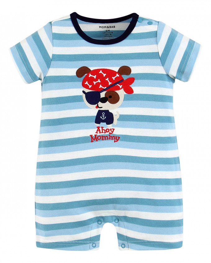 Фото - полосатый песочник-футболочка Песик-пират для малыша цена 240 грн. за штуку - Леопольд