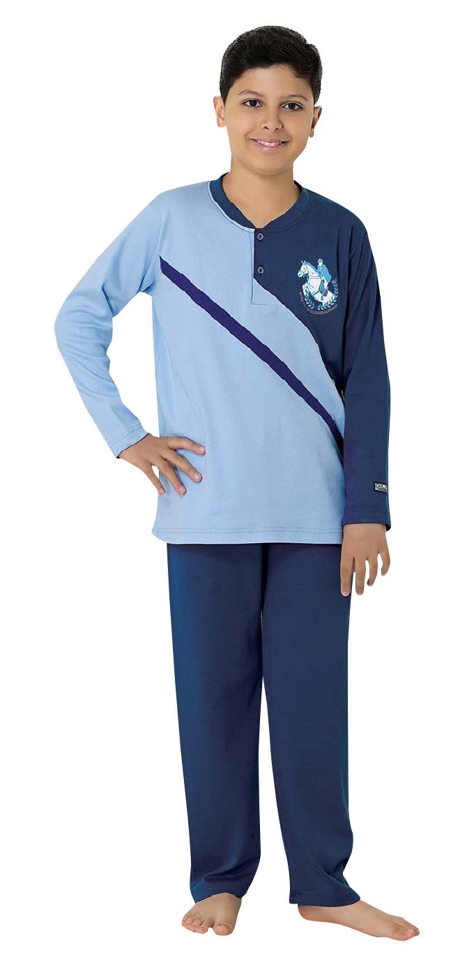 Фото - синяя с темно-синим цветом пижама для мальчика цена 360 грн. за комплект - Леопольд