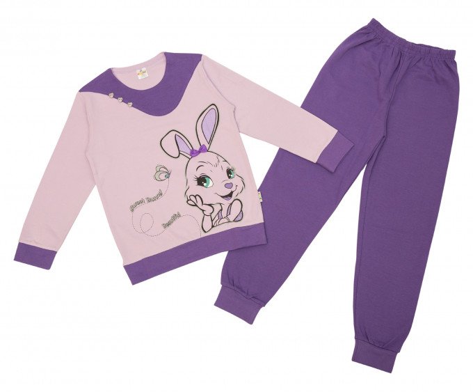 Фото - фиолетовая пижамка с зайчиком для девочки цена 345 грн. за комплект - Леопольд