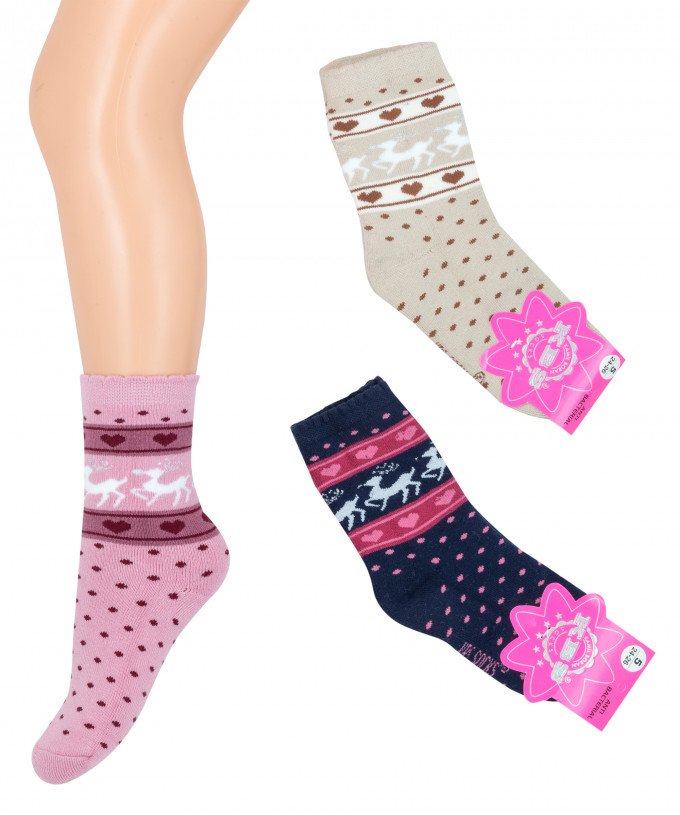 Фото - зимние махровые носочки с оленями для девочки цена 33 грн. за пару - Леопольд