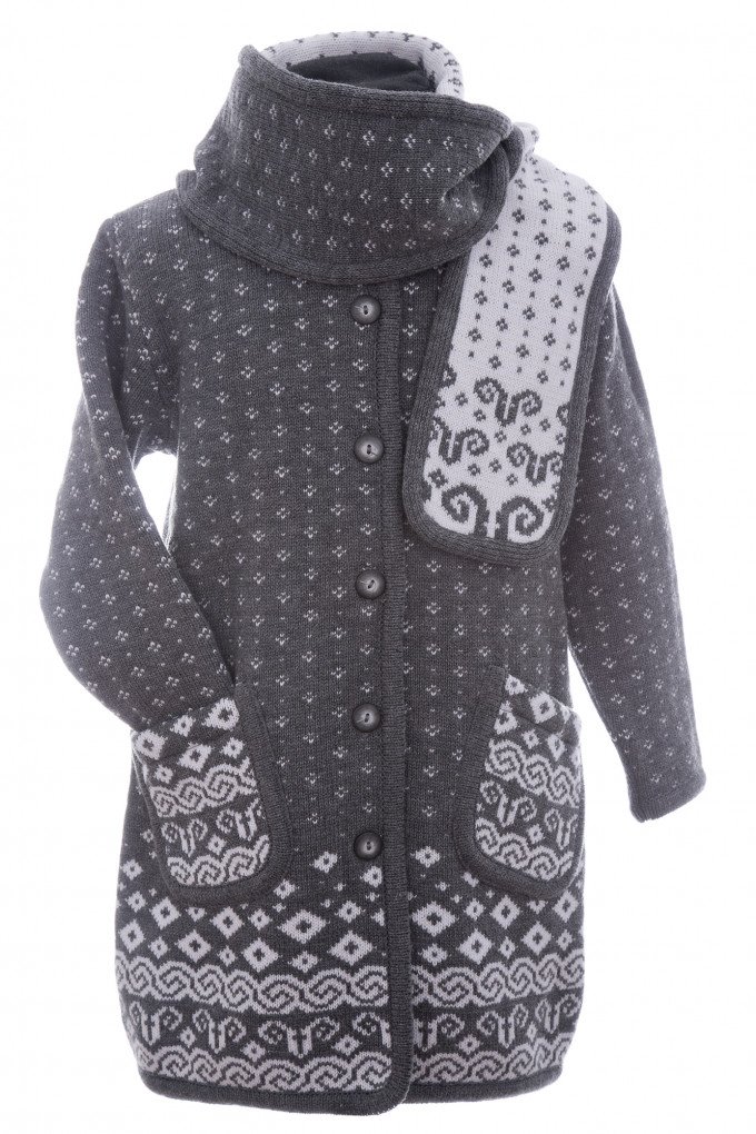 Фото - вязаное пальто с шарфом для девочки цена 595 грн. за комплект - Леопольд