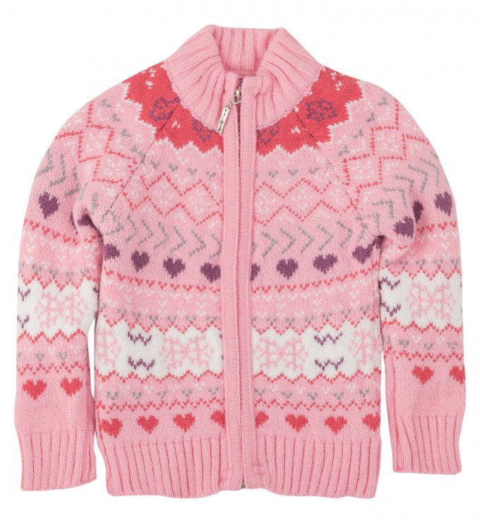Фото - нежно-розовый теплый кардиган с узором для девочки цена 315 грн. за штуку - Леопольд
