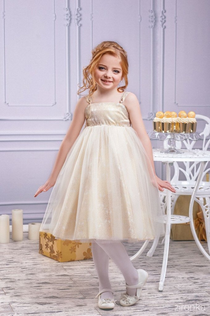 Фото - золотое платье с регулируемыми бретельками для принцессы цена 745 грн. за штуку - Леопольд