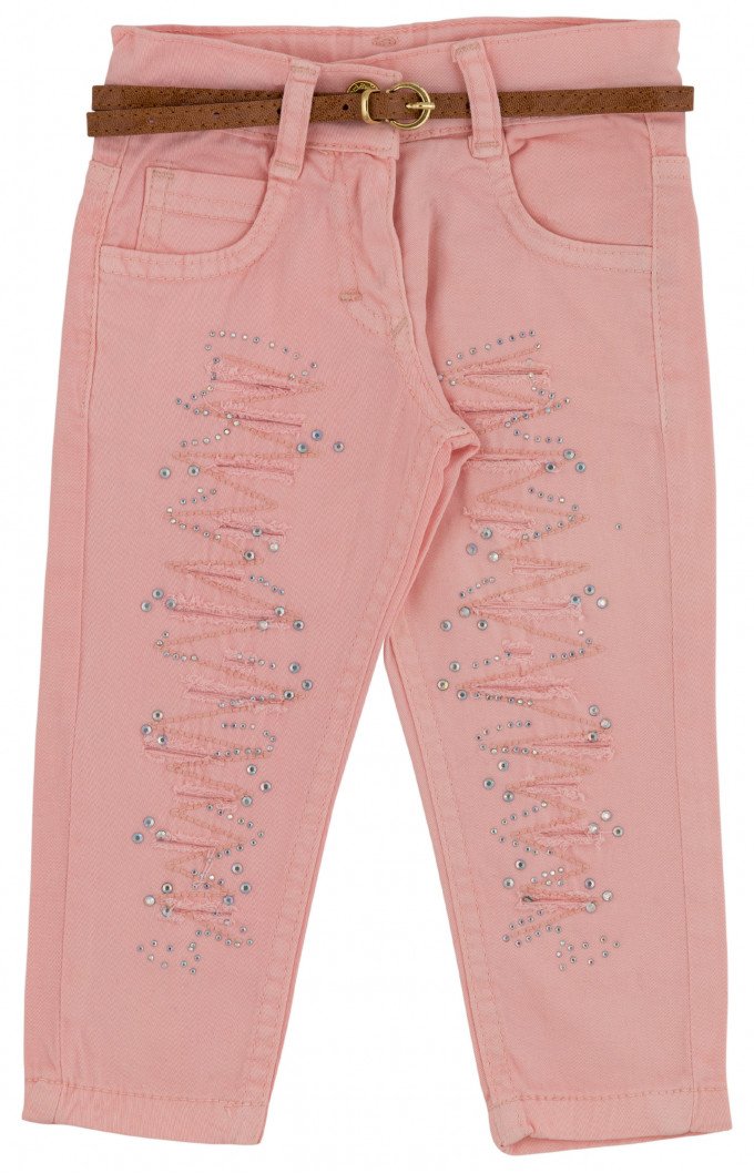 Фото - нежные персиково-розовые узкие джинсы для девочки цена 265 грн. за штуку - Леопольд