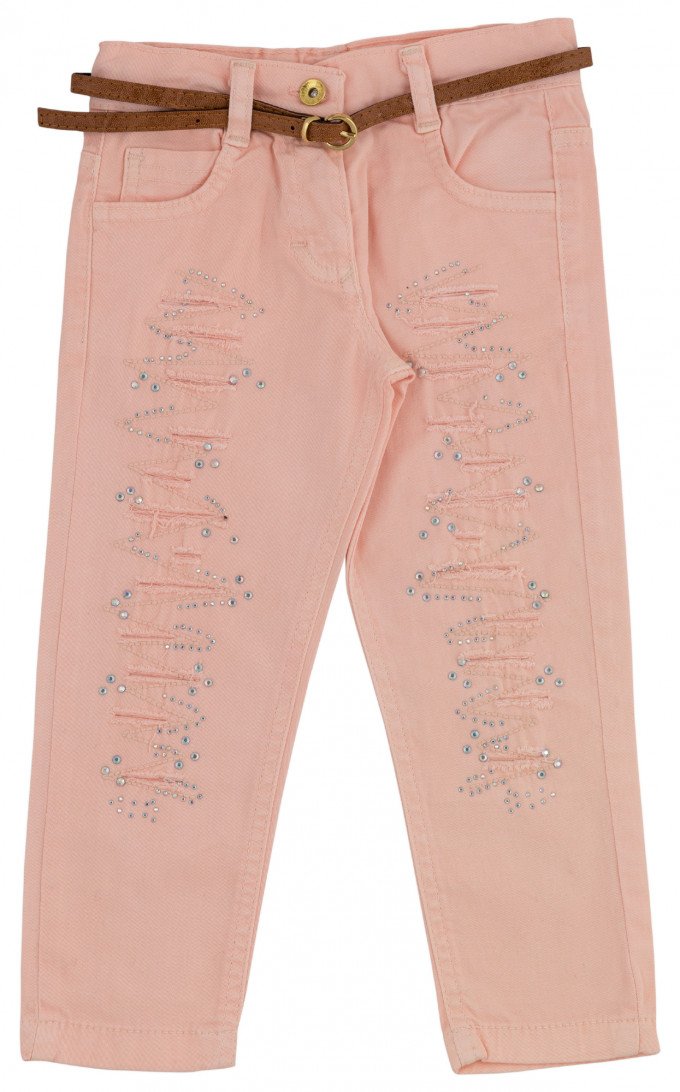 Фото - узкие нежно-персиковые рваные джинсы для модницы цена 265 грн. за штуку - Леопольд