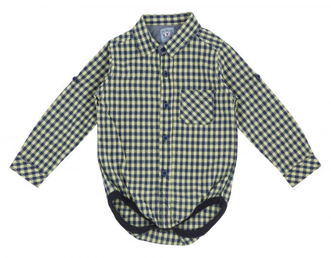 Фото - модный боди-рубашка в темно-синюю с зеленым клетку цена 215 грн. за штуку - Леопольд
