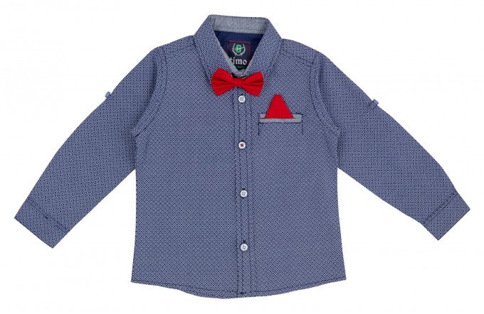 Фото - стильная темно-синяя рубашка с белым узором и красной бабочкой цена 245 грн. за штуку - Леопольд