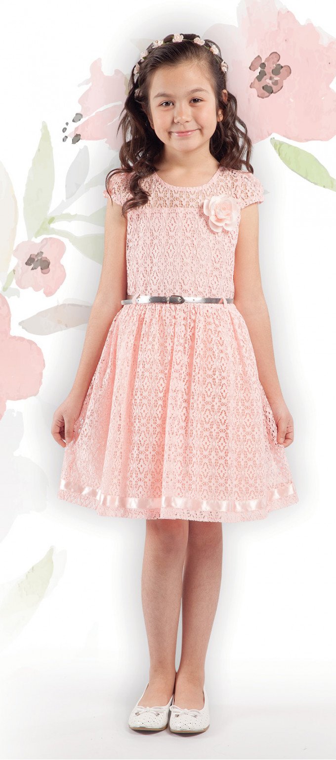 Фото - кружевное нежно-персиковое платье для девочки цена 535 грн. за штуку - Леопольд