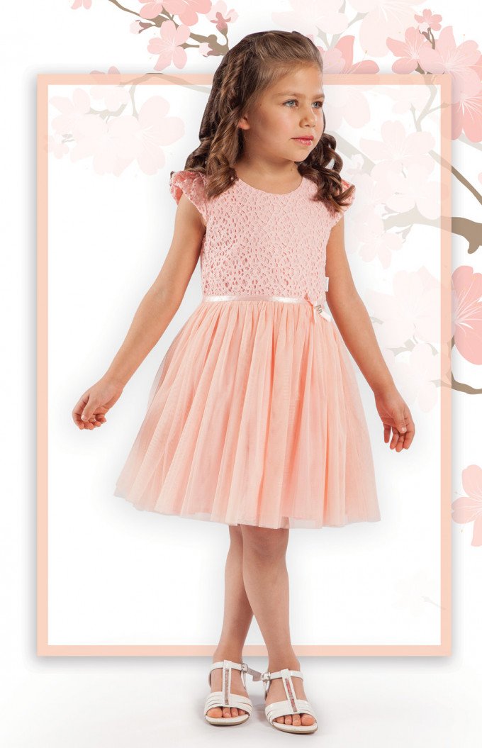 Фото - легкое нежно-персиковое и молочное платье с фатиновой юбочкой цена 435 грн. за штуку - Леопольд