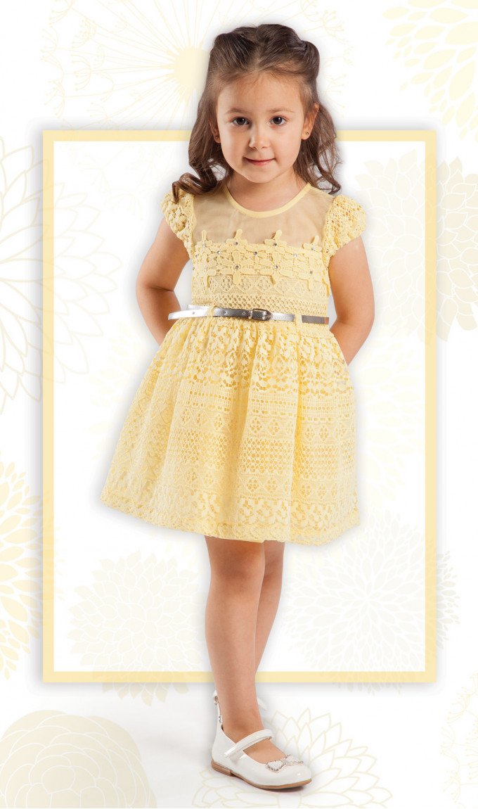 Фото - желтое платье из нежного кружева для девочки цена 435 грн. за штуку - Леопольд