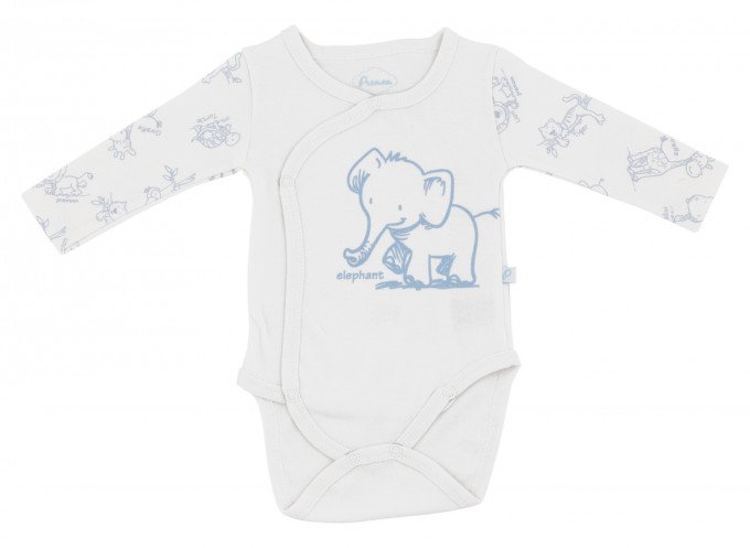 Фото - белый бодик с слоненком и длинным рукавом для малыша цена 105 грн. за штуку - Леопольд