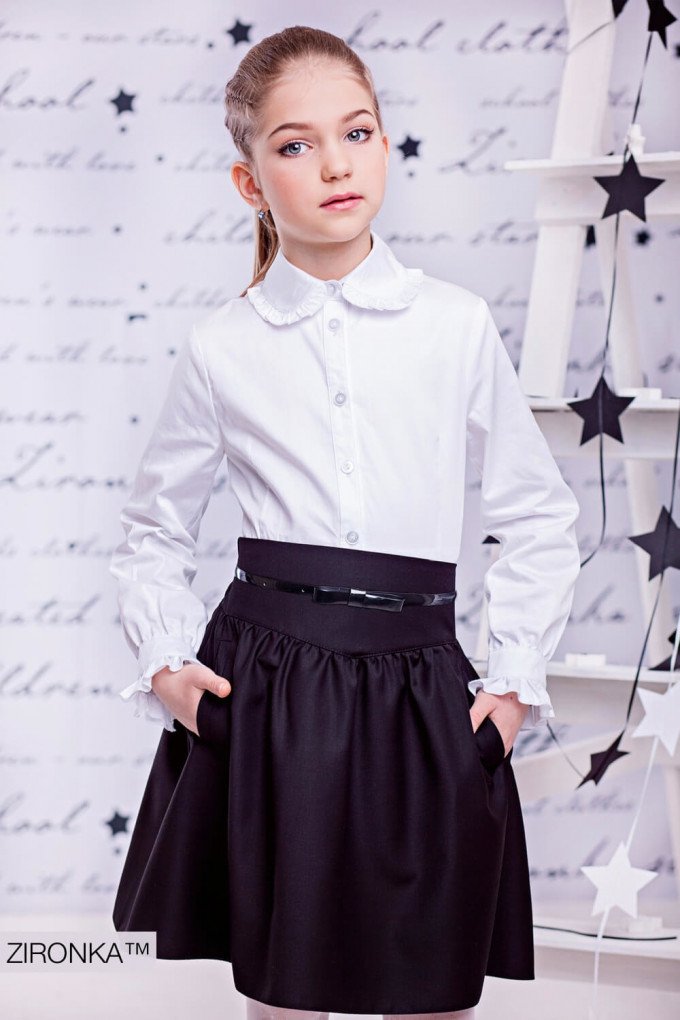 Фото - черная школьная юбочка с пояском для девочки цена 275 грн. за штуку - Леопольд