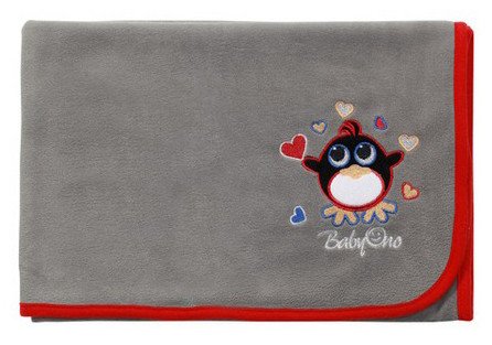 Фото - серое флисовое одеяло с пингвином для малышей цена 180 грн. за штуку - Леопольд