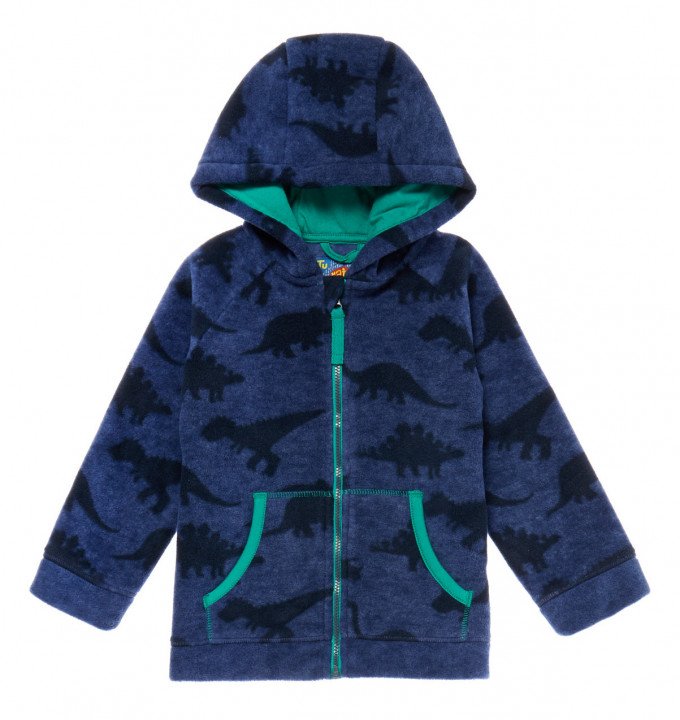 Фото - синяя флисовая курточка с динозаврами для мальчика цена 315 грн. за штуку - Леопольд