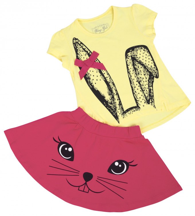 Фото - яркий комплект из футболочки и юбки для девочки цена 235 грн. за штуку - Леопольд