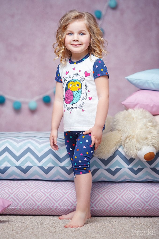Фото - летняя пижама Совушка для девочки цена 199 грн. за комплект - Леопольд