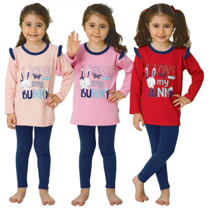 Фото - пижамы Зайчена с лосинами три расцветки для девочки цена 255 грн. за комплект - Леопольд