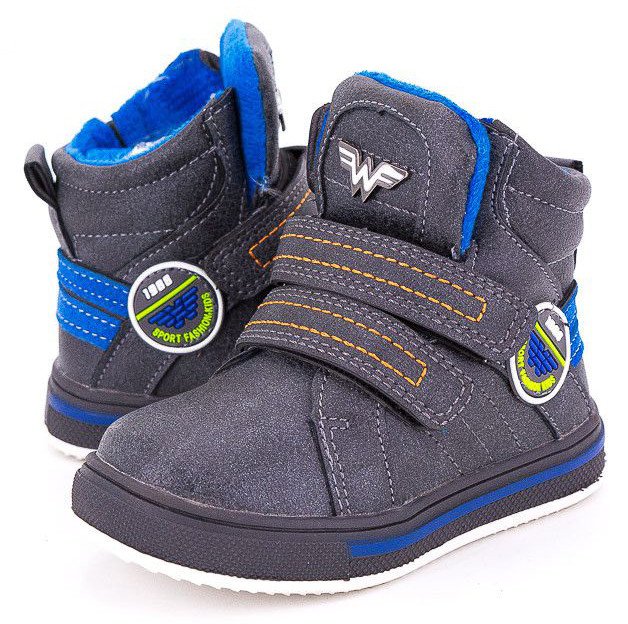 Фото - серые демисезонные ботинки на двух липучках для мальчика цена 385 грн. за пару - Леопольд