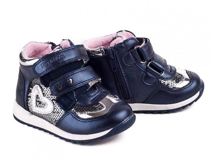 Фото - темно-синие с пайетками демисезонные ботиночки для модницы цена 415 грн. за пару - Леопольд