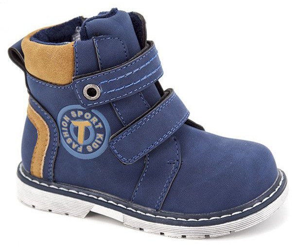 Фото - нубуковые синие ботинки на двух липучках для мальчика цена 370 грн. за пару - Леопольд