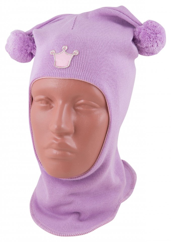 Фото - лиловая демисезонная шапка-шлем для девочки цена 295 грн. за штуку - Леопольд
