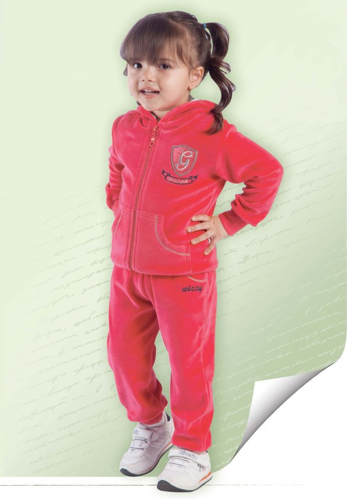 Фото - велюровый костюм для девочки кораллового цвета цена 455 грн. за комплект - Леопольд