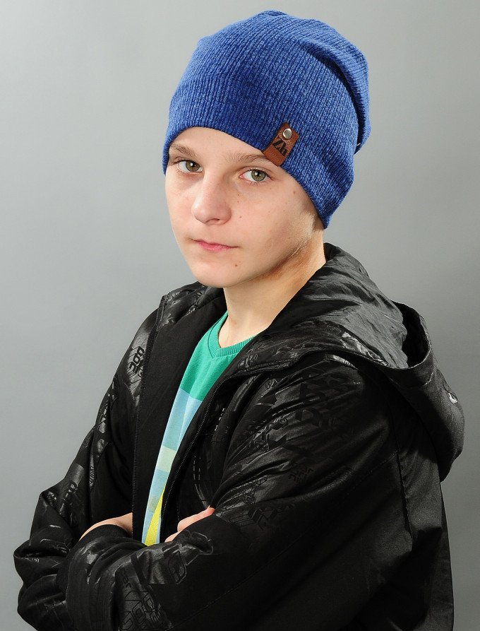 Фото - отличная демисезонная шапка синего цвета для мальчика цена 115 грн. за штуку - Леопольд