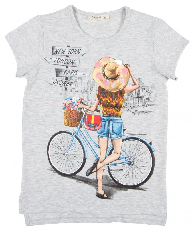 Фото - серая футболка для девочки с бусинками цена 275 грн. за штуку - Леопольд
