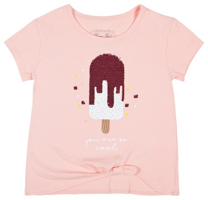 Фото - персиковая футболочка с пайетками для девочки цена 255 грн. за штуку - Леопольд