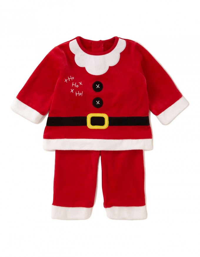 Фото - новогодний велюровый комплект Санта (74 рост) цена 225 грн. за комплект - Леопольд