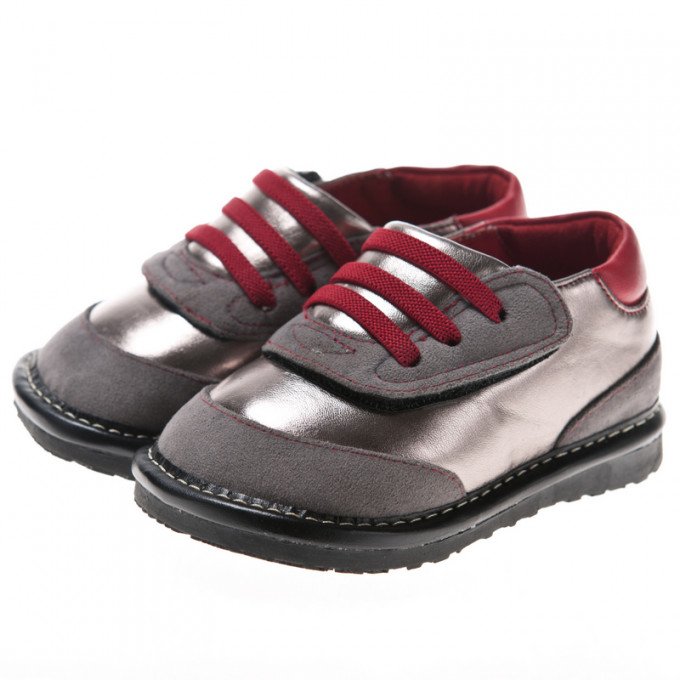 Фото - кроссовочки серебристые с серым на липучке цена 395 грн. за пару - Леопольд