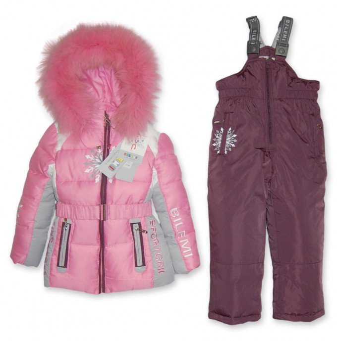 Фото - розовый зимний комбинезон Bilemi (холлофайбер) цена 895 грн. за комплект - Леопольд