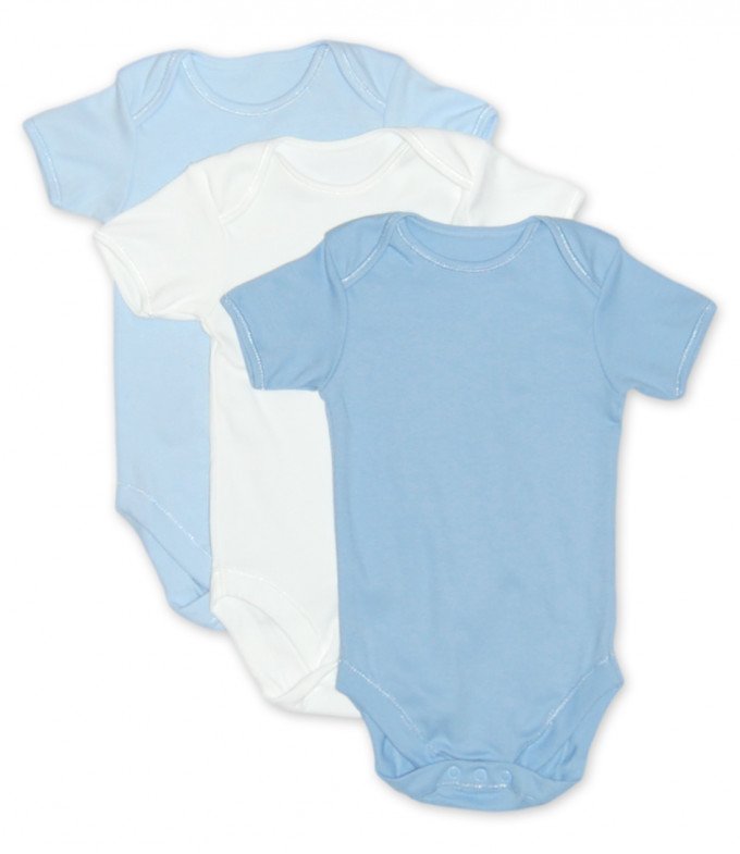 Фото - комплект бодиков (3 шт) в голубых расцветках цена 210 грн. за комплект - Леопольд