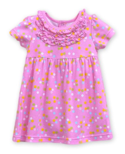 Фото - нарядное розовое платье в разноцветный горошек цена 180 грн. за штуку - Леопольд