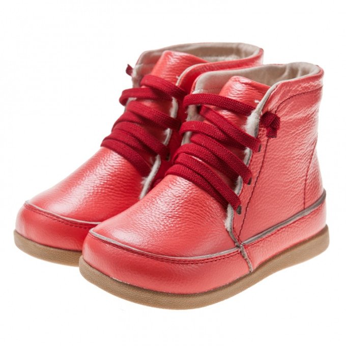 Фото - красиві коралового кольору шкіряні черевики для дівчинки ціна 695 грн. за пару - Леопольд