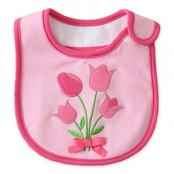 Фото - Розовые тюльпаны непромокаемый слюнявчик для малышки цена 69 грн. за штуку - Леопольд