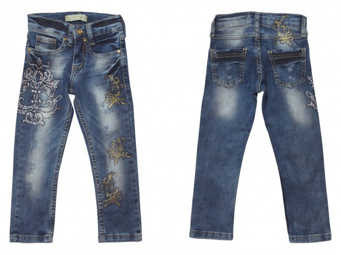 Фото - чудові блакитні джинси зі стразами для дівчинки ціна 485 грн. за штуку - Леопольд