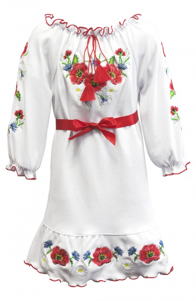 Фото - платье в украинском стиле Красные маки для девочки цена 335 грн. за штуку - Леопольд