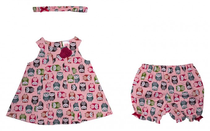 Фото - комплект світло-рожевого кольору в совушках для дівчинки ціна 375 грн. за комплект - Леопольд