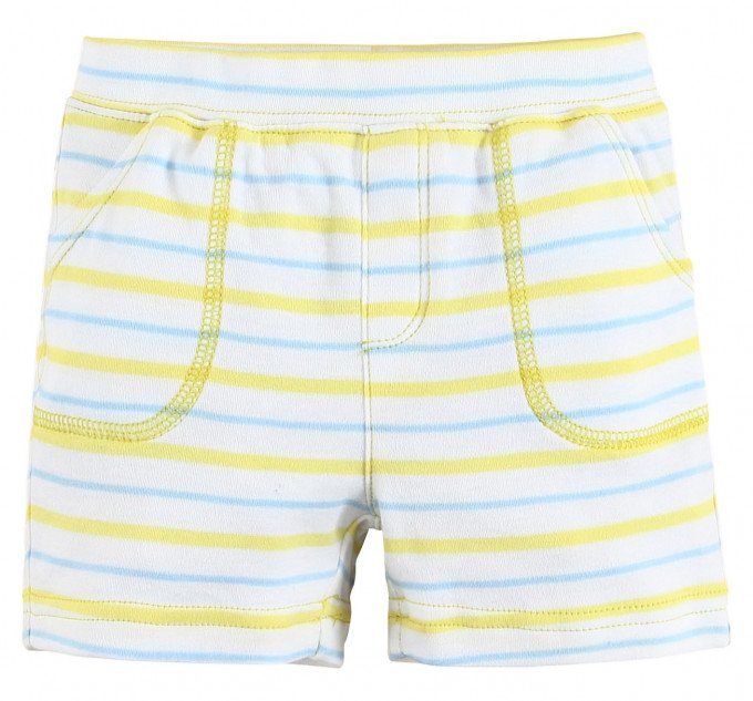 Фото - шорти для хлопчика у жовту та блакитну смужку ціна 129 грн. за штуку - Леопольд