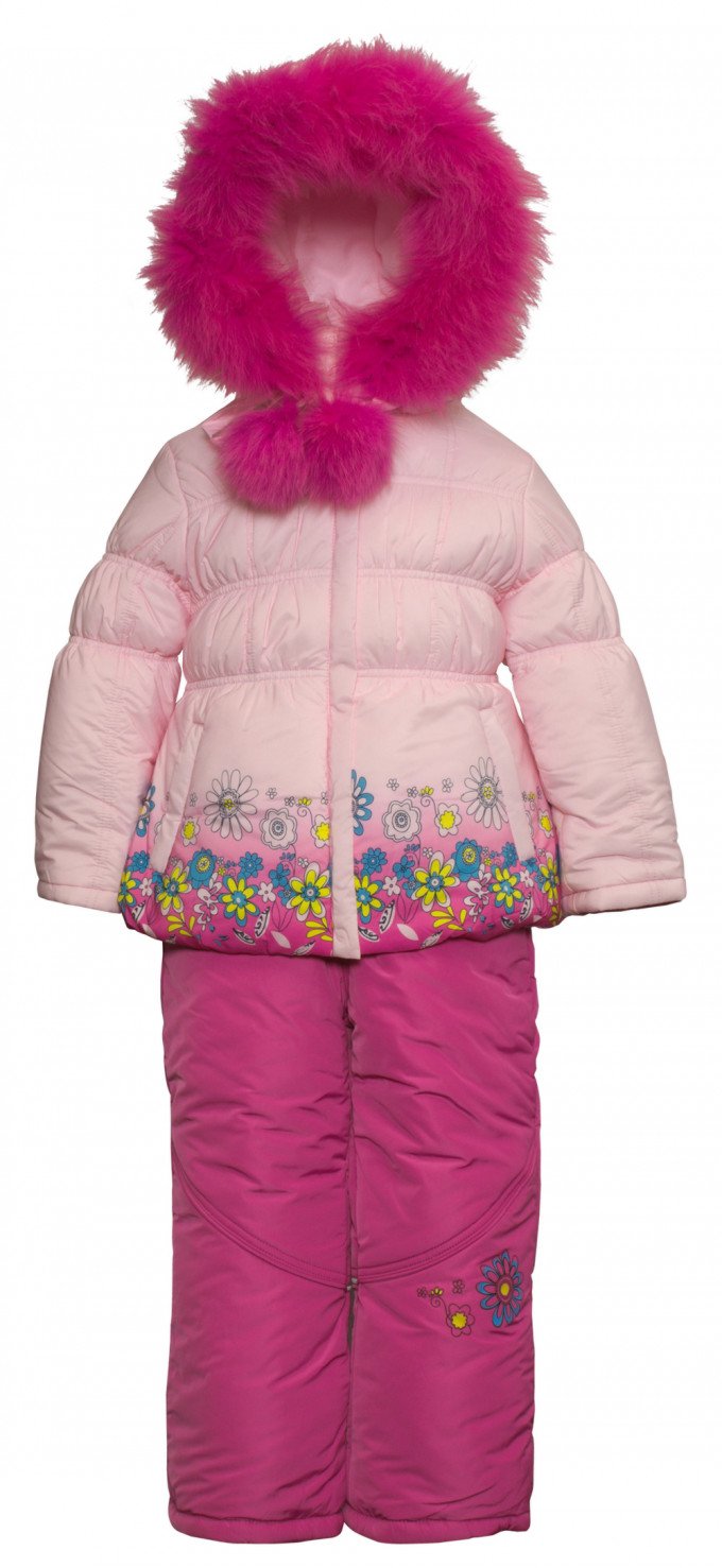 Фото - зимний комбинезон розового цвета для девочки цена 2468 грн. за комплект - Леопольд