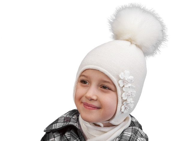 Фото - зимова шапочка із забавним помпоном для дівчинки ціна 325 грн. за штуку - Леопольд